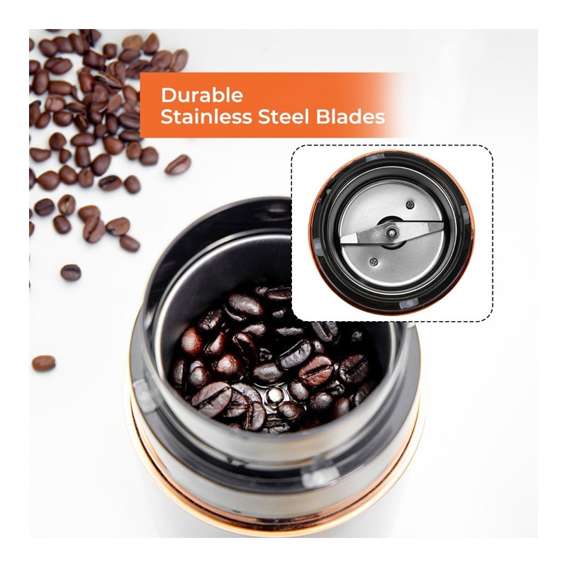 Geepas, 80g Capacity, 200W Powerful Motor, Durable Stainless Steel Jar And Blade, ABS Housing, Ergonomic Grip, Coffee Grinder, GCG41023-29462