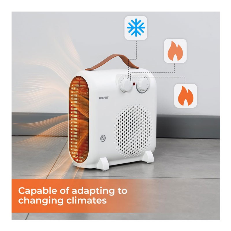 Geepas, Fan With 3 Modes, Cool, Warm, Hot, 2 Powers, 1000W And 2000W, Safety Fuse, 2000W Fan Heater With Adjustable Thermostat, GFH28547-29667