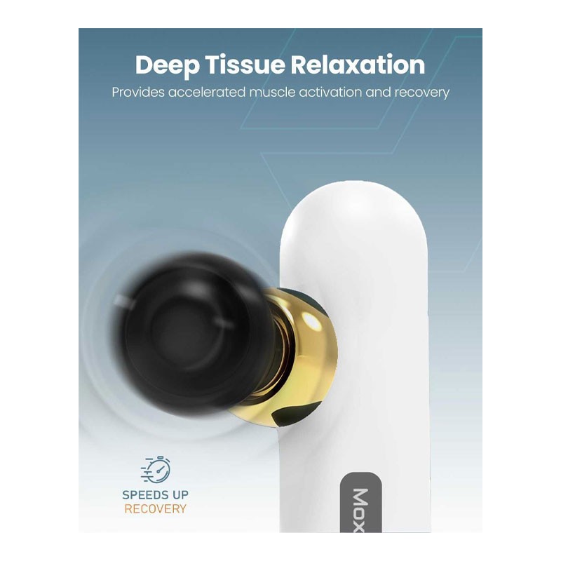 Moxedo, Deep Tissue Massager With 4 Interchangeable Massage Heads, Portable Multi Function Muscle Massager, White, MX-MSG011-WH-33179