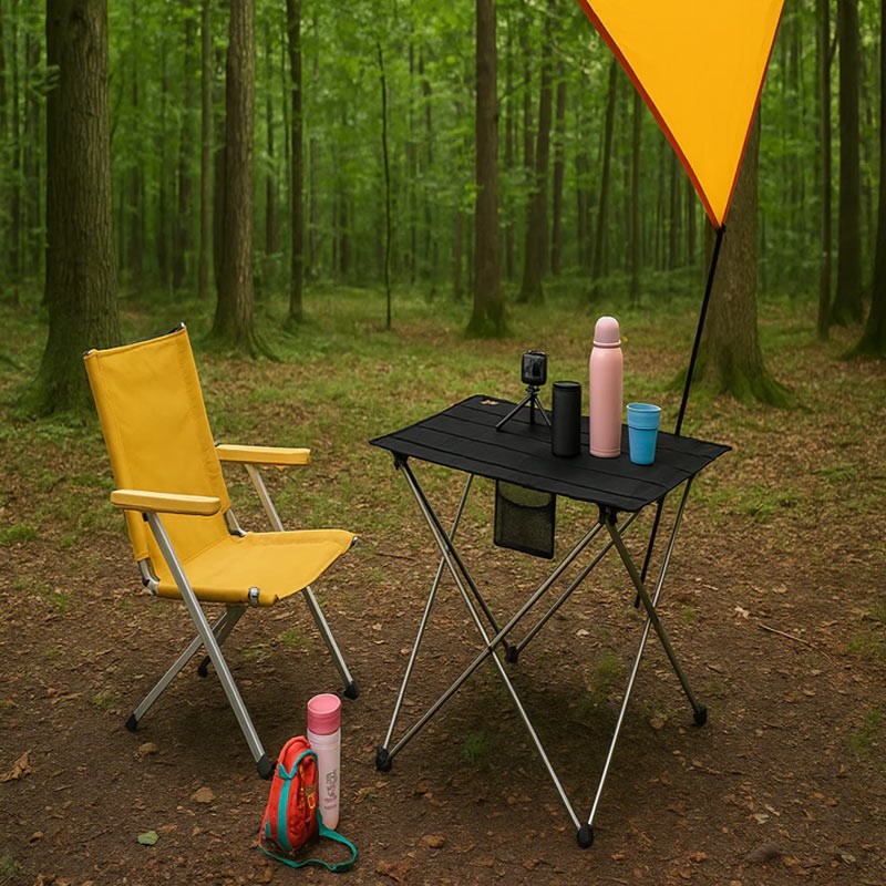 Green Lion Outdoor Foldable Table, Aluminum Alloy & 600D Oxford Fabric Material, 25 kg Load Capacity, Storage Bag Included, Anti-Slip Feet - Black-35880