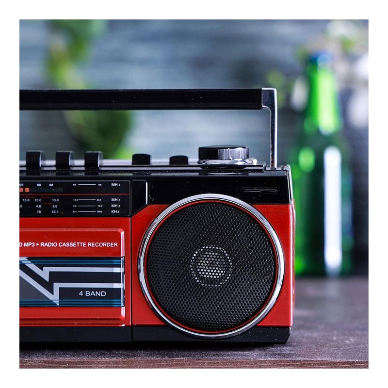 Geepas Radio Casset Recorder, USB, SD Slots, MP3 And BT, Built In Microphone With Recording, Auto Stop Function, Portable Speakers, GCR13011-33357