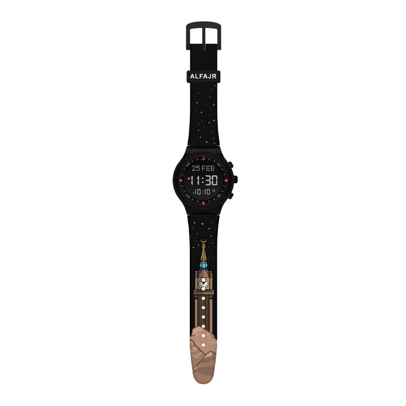Alfajr Makkah, Worldwide Prayer Times, Digital Compass For Qibla Direction, Water Resistant, Watch With Rubber Strap, WY-16-34503