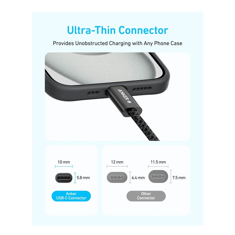 Anker Zolo USB C To USB C 240W 6ft Braided Fast Charging Cable, A8060H11-29267