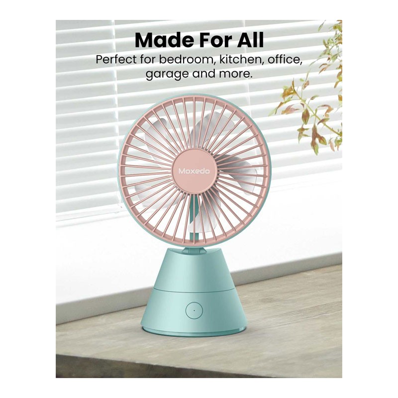 Moxedo Mini Portable Fan Desktop 5 Blade 3 Speed USB Rechargeable Battery With Fragrance Pad, Blue, MX-DF015-34102