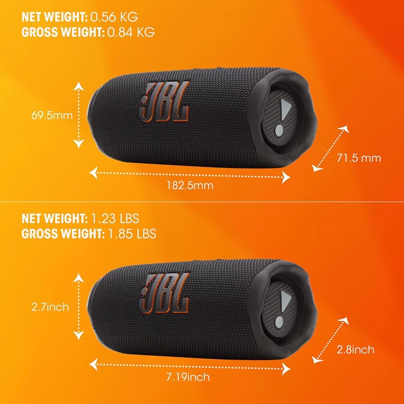 JBL Flip 7 Portable Waterproof and Drop-Proof Speaker, Bold Pro Sound with AI Sound Boost, 16Hrs of Playtime, and PushLock System with Interchangeable Accessories Black-36126