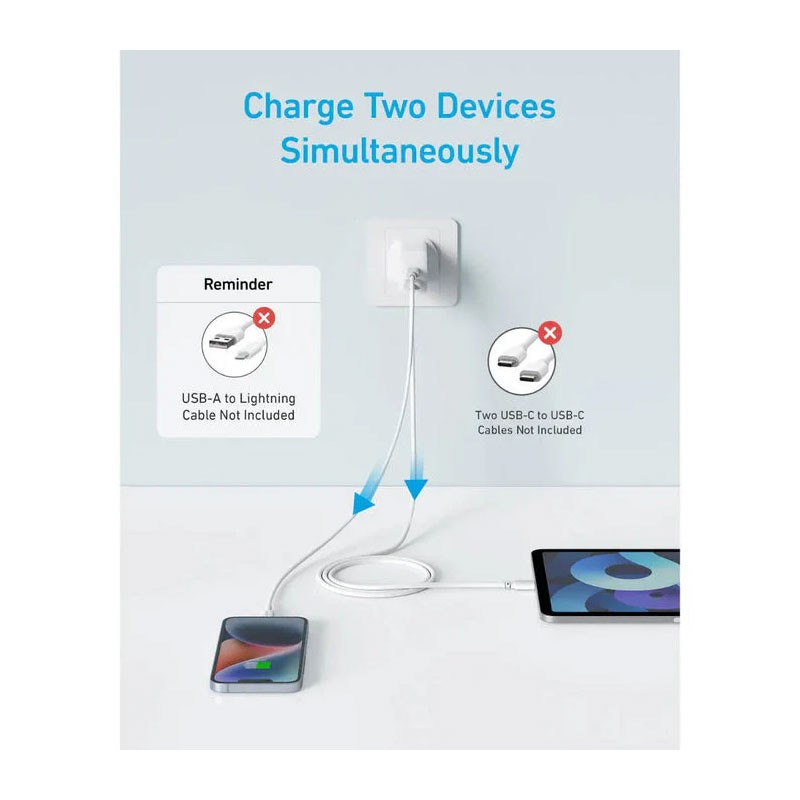 Anker Select 2 Port, 20W High Speed Charger, White, A2348K21-19956