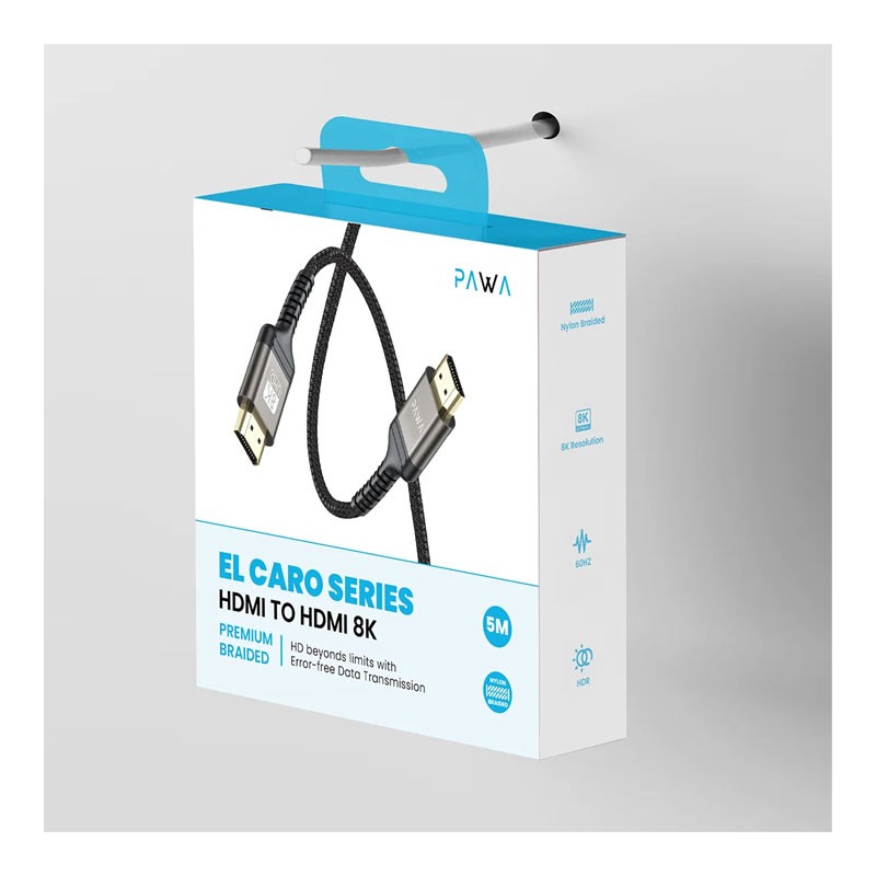 Pawa, 5M El Caro Series HDMI To HDMI 8K Premium Braided Cable, PW-ELHD8K5M-32800