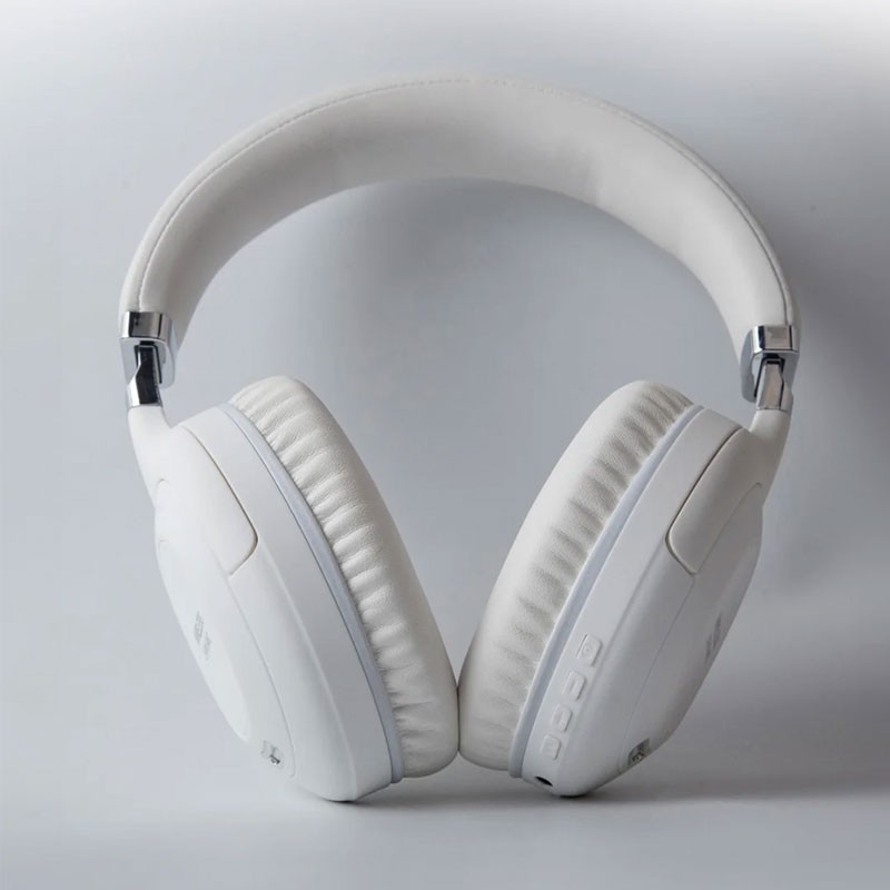 Pawa Tranquil, Dual Mode, Type C Charging, Deep Bass, Foldable Design, Microphone, ANC, Over Ear Bluetooth Wireless Headphone, White-19150