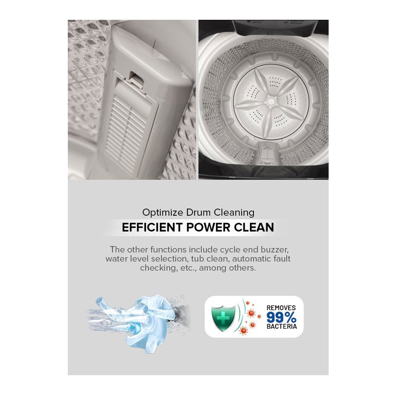 Geepas, Fully Digital Control And Automatic Top Load Washing Machine, 8 Wash Programs With Strong Pulsator, 8KG Fully Automatic Washing Machine, Metallic Grey, GFWM8823SX -30940