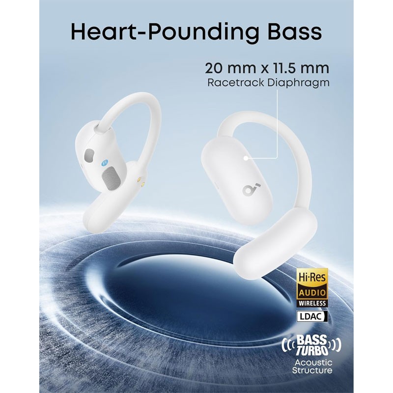 Anker Soundcore AeroFit 2 Open-Ear, Bluetooth 5.4, 42H Playtime Wireless Earbuds, White, A3874H21-36497