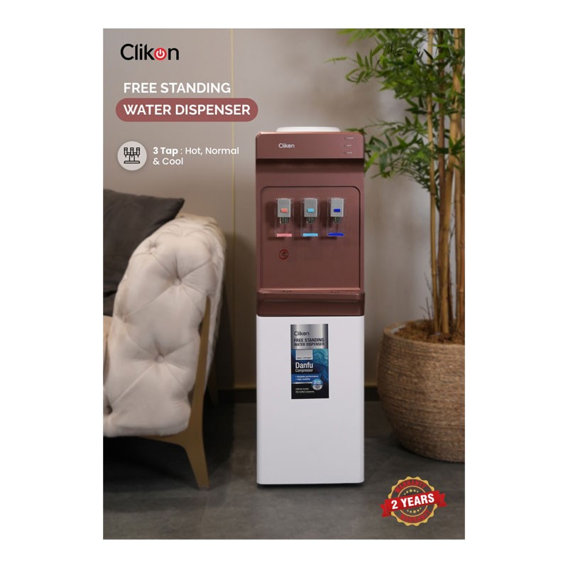 Clikon, Hot, Cold And Normal Water 3 Tap Water Dispenser With High Efficiency Danfu Compressor, CK4062-35145