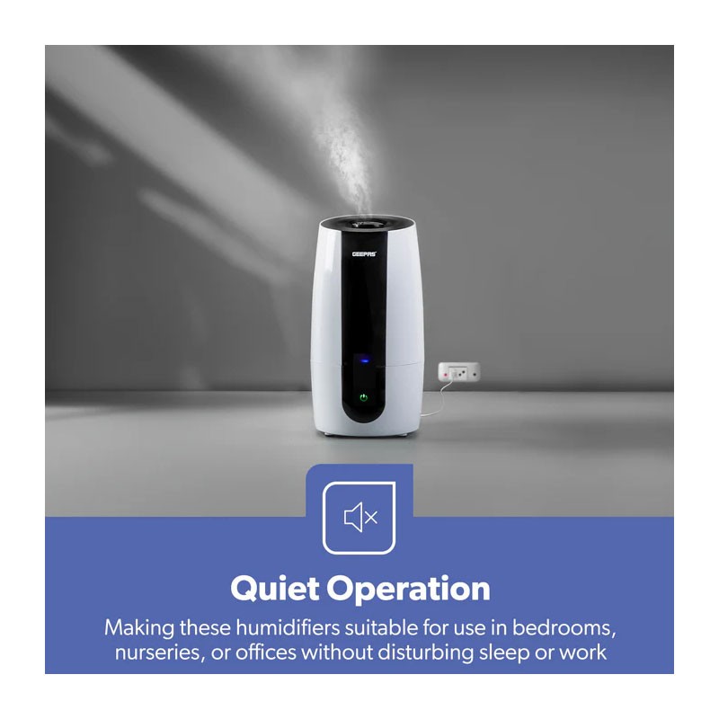 Geepas, 360 Degree Rotatable Nozzle, Automatic Shut Off, 2.6L Ultrasonic 2 Speed Cool Mist Humidifier, GUH63072UK-31098