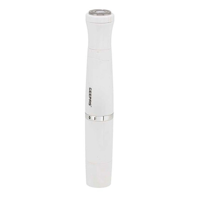 Geepas, USB Cable Lip Hair Rotary Shaver, Hair Trimmer, Micro Shaver, Eyebrow Shaping Stainless Steel Blade Guide Comb White 26cm, 4 In 1 Rechargeable Ladies Grooming Set, GLS86058-33589