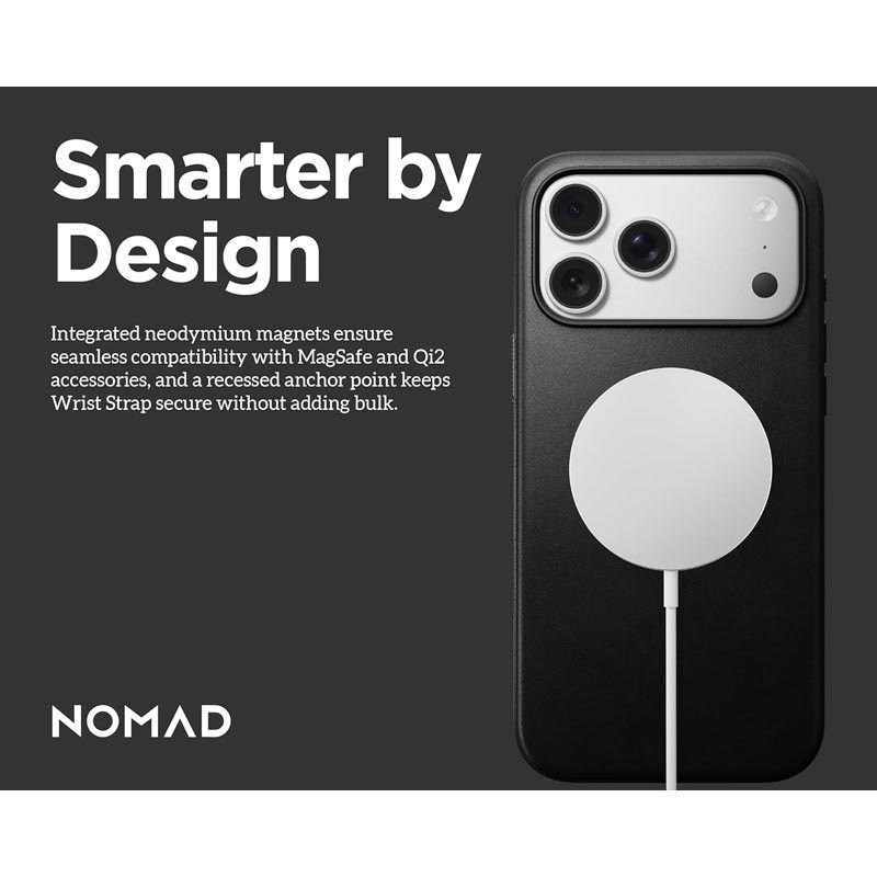 Nomad Magnetic Leather Back for Apple iPhone 17 Pro Max, Horween Leather, Black-36162