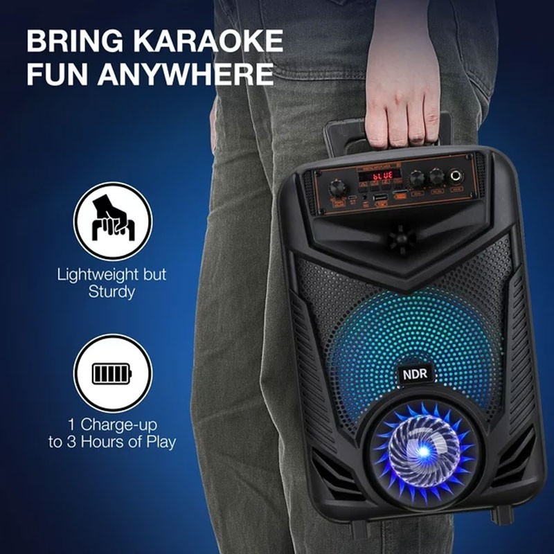 NDR P44 Karaoke Machine Speaker with Microphones and Remote,Portable Bluetooth  LED Karaoke Speaker -3481