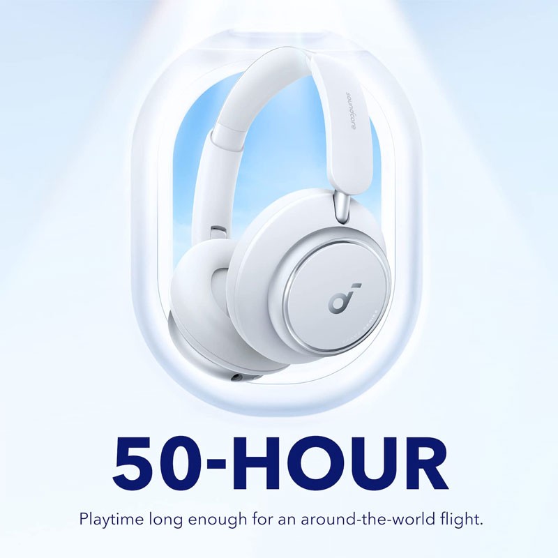 Anker Soundcore Space Q45, Adaptive Noise Cancelling, Ultra Long 50H Playtime, App Control, High Resolution Sound, Dual Connection Wireless Bluetooth On Ear Headphone, White, A3040021-21034