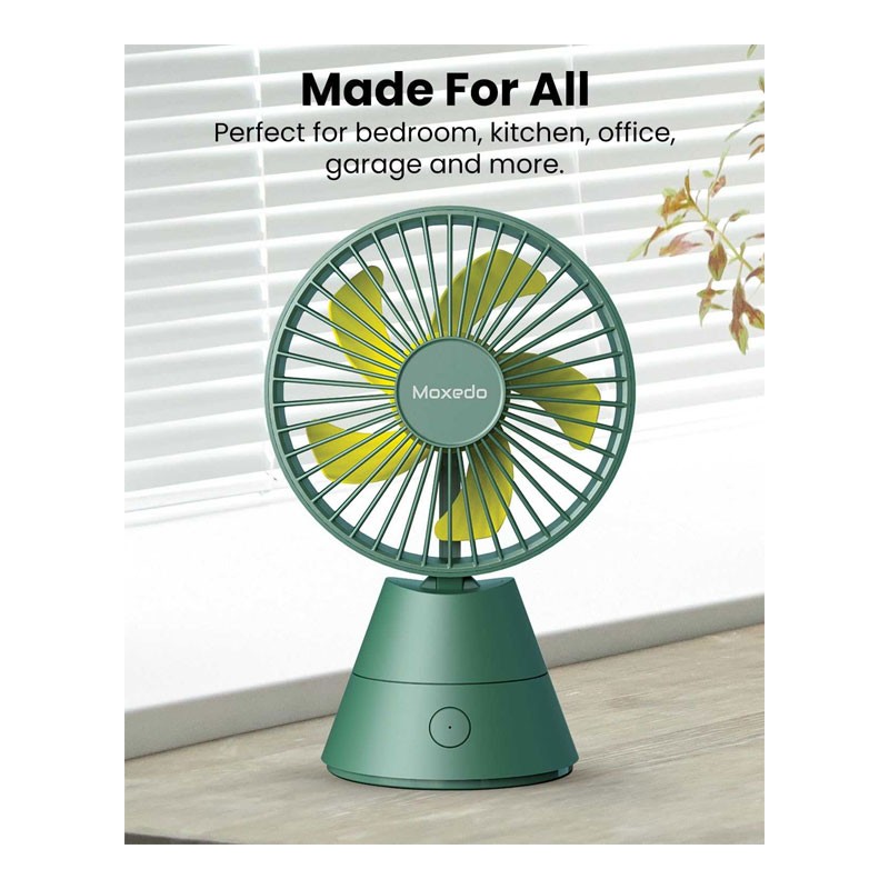 Moxedo Mini Portable Fan Desktop 5 Blade 3 Speed USB Rechargeable Battery With Fragrance Pad, Green, MX-DF013-34090