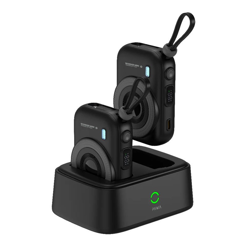 Pawa Wonder Mini 2 In 1 Magsafe Combo, LED Digital Display, 2 X 10000mAh Power Banks With Built In Fast Charging Cables, PW-PBWMMS10-CMB-32805