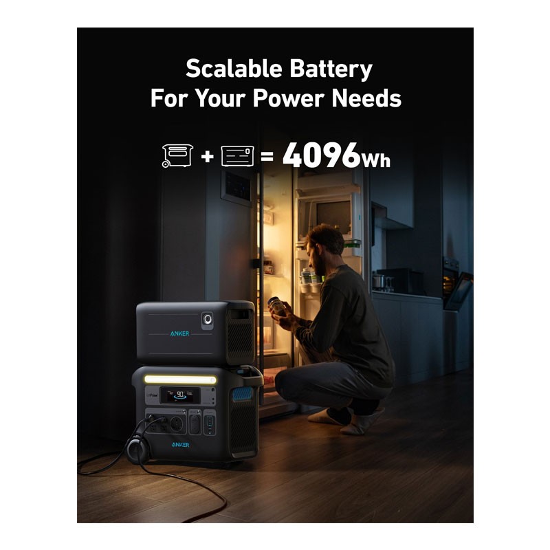 Anker Solix F2000, PowerHouse767, 2048Wh Battery Capacity, 12 Device Power Capacity, Mobile App Control, Overload Protection, Portable Power Station, A1780-28779