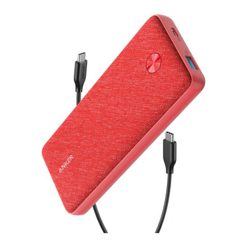 Anker PowerCore Metro Essential 20000mAh 20W PD Power Bank, Fabric Red, A1287H92-20856