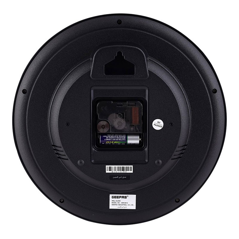 Geepas, Silent Non Ticking, Arabic Numeral Clock, Round Decorative Wall Clock, 3D Silver Dial Wall Clock, GWC4814-31172