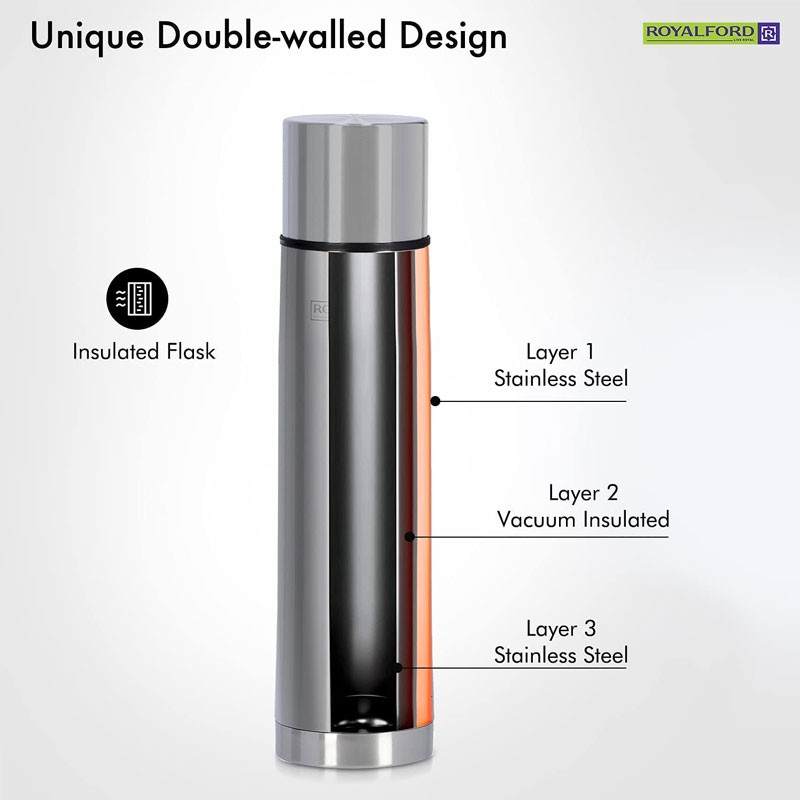 Royalford 1L Stainless Steel Vacuum Bottle -10457