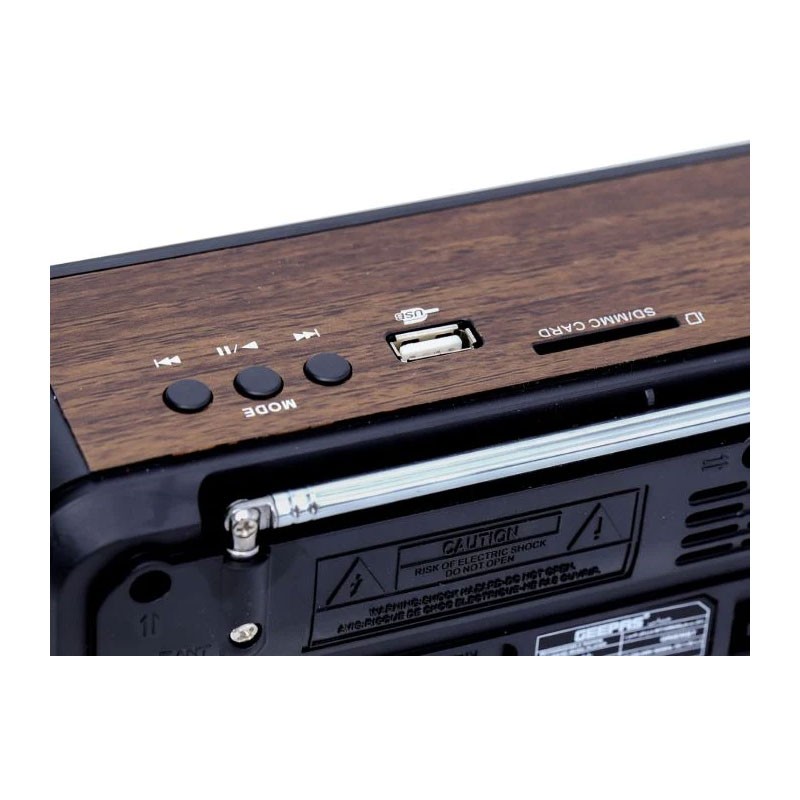 Geepas, Bluetooth, USB, SD, MP3 Music Player, Bluetooth Speaker, 8 Band Radio, Stylish Retro Design, Rechargeable FM RadioL, GR6836-33866