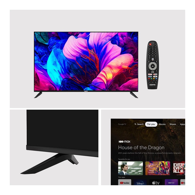 Geepas, Google TV, Dolby Audio, Built In Chromecast, Remote Control, HDMI And USB Ports, Licensed Contents And Pre Installed Apps, WiFi And Screen Sharing, 55 Inch Smart Ultra HD LED TV, GLED5506SGXHD-33574