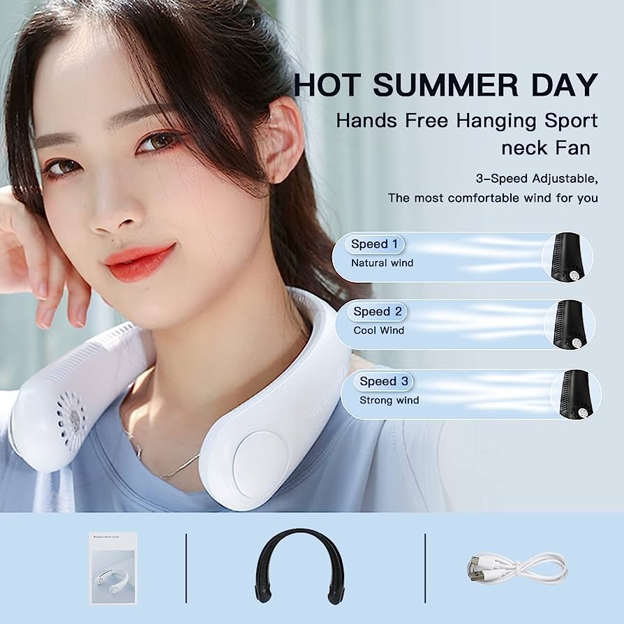 Portable Neck Personal Fan for Sports, Outdoor, Indoor, Hands Free Neck Fan-117