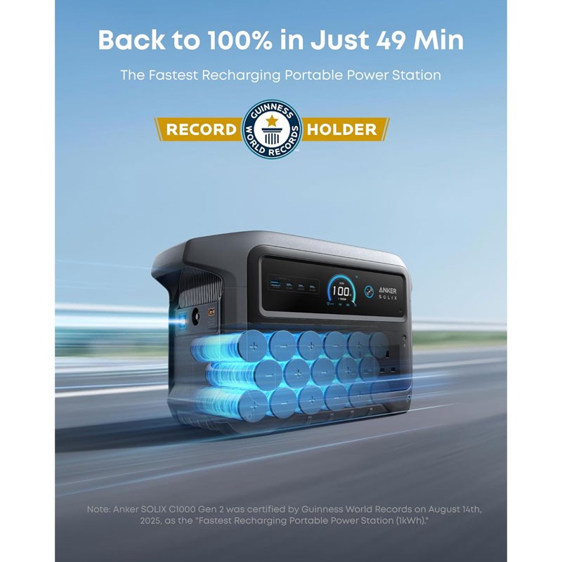 Anker SOLIX C1000 Gen 2, 1024Wh, LiFePO4, 2000W Output, Portable Power Station A17632A1-36531