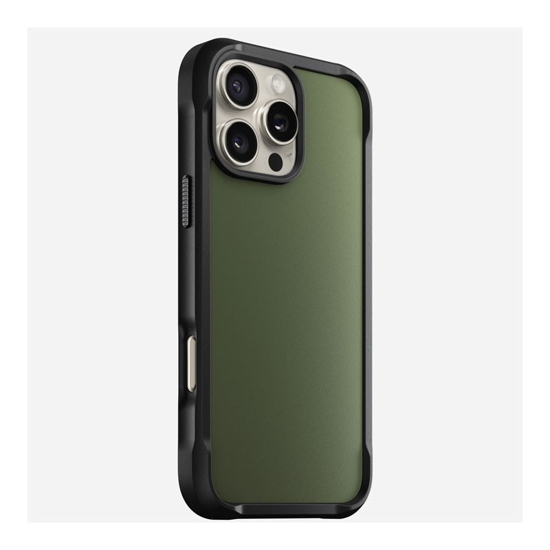 Nomad Rugged Case, 15ft Drop Protection, MagSafe And Wireless Charging Compatible, Anodized Aluminum Buttons, Protective Phone Case For iPhone 16 Pro, Forest-34277