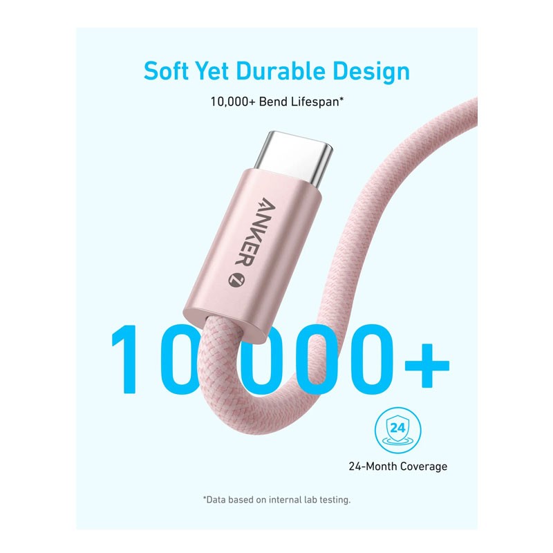 Anker Zolo USB C To USB C 240W 6ft Braided Fast Charging Cable, A8060H11-29269