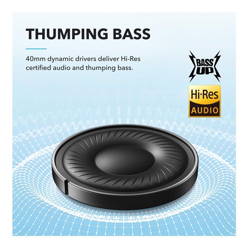 Anker Soundcore Q20i, Hybrid Active Noise Cancelling, 40h Playtime In ANC Mode, Hi Res Audio, Deep Bass, Personalization via App, Wireless Bluetooth Over Ear Headphones, Blue, A3004H11-29134