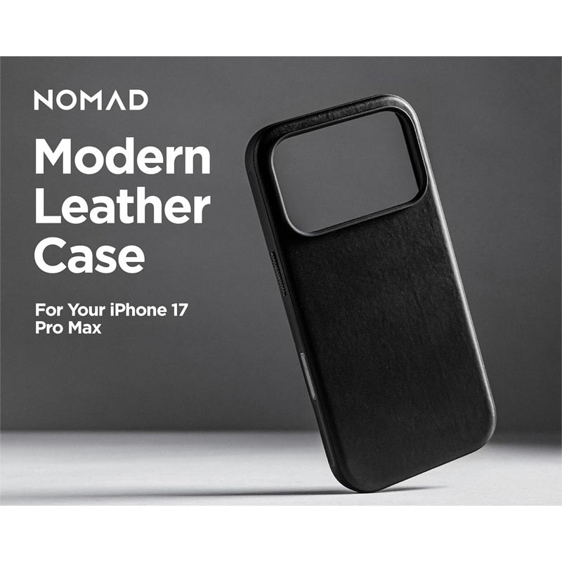 Nomad Magnetic Leather Back for Apple iPhone 17 Pro Max, Horween Leather, Black-36160