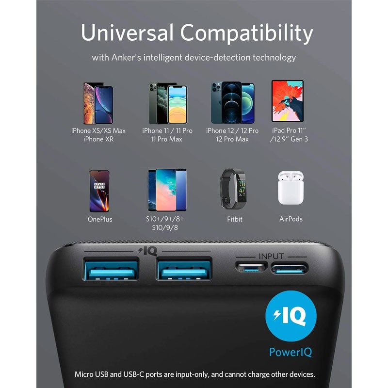 Anker 325, PowerCore 20K, 20000mAh Battery, PowerIQ Technology, Power Bank, Black, A1268H12-20842