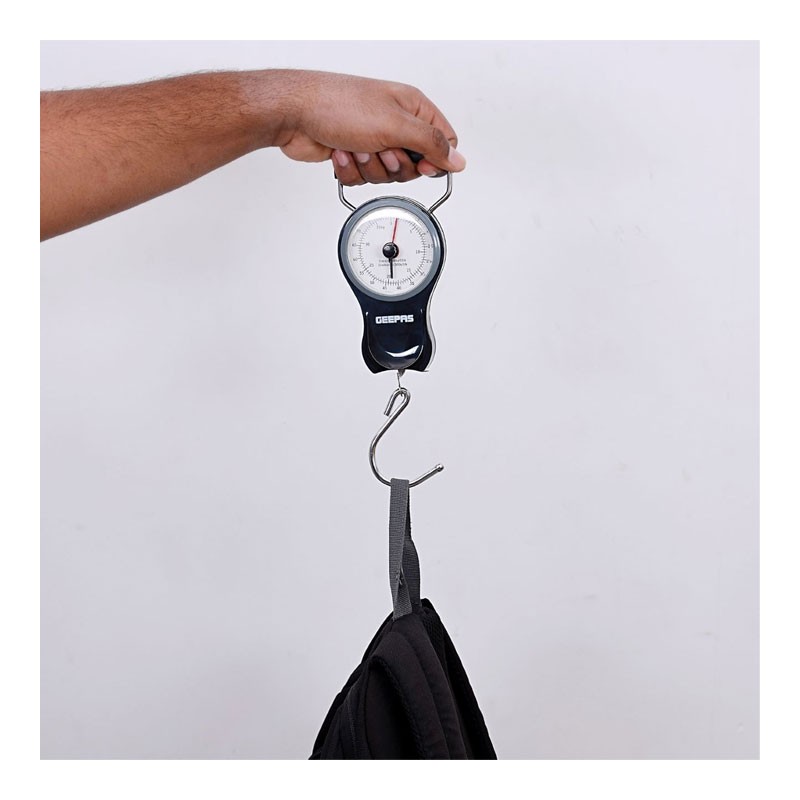 Geepas, Hanging Scale Luggage Fishing Balance Pocket Crane 38 kg, Portable Mechanical Luggage Scales With Double Pointer And 1M Tape, GLS46510-33584