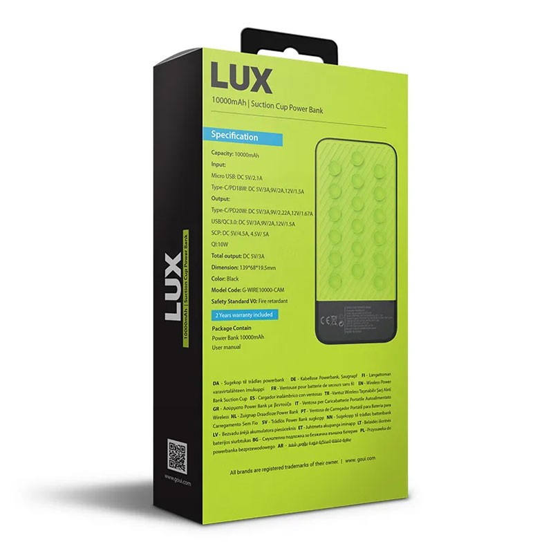 Goui Lux 10000mAh QI Power Bank With Rubber Suction Cup-29883