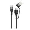 Moxedo 2 In 1 60W PD Interchangeable Cable USB A, USB C To USB C, 1.2m Braided Nylon Fast Charging Cable For All USB C Devices, Black, MX-NC04401