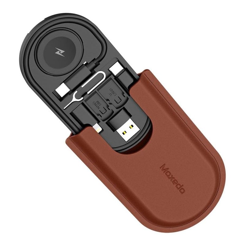 Moxedo Multi Function Charging Cable Interchangeable Cable Interface Conversion Kit, Watch Charger, USB C Cable, USB C To USB-A, USB C To Lightning, Card Slot, Ejector Pin, Travel Kit, MX-CTK011