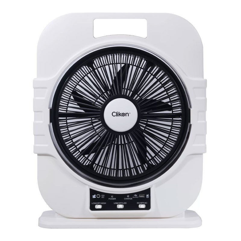 Clikon, Over Charge Protection, 12 Inch Rechargeable Box Fan With LED Light, CK2226
