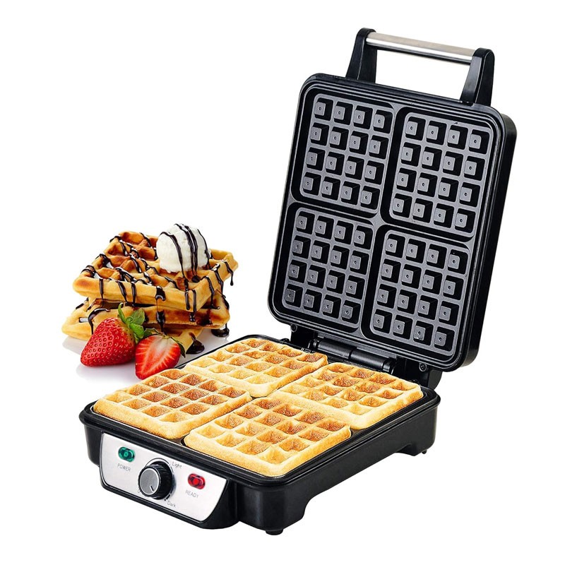 Geepas, 4 Slice Non Stick Electric Belgian Waffle Maker With Adjustable Temperature Control, 1100W Electric Waffle Maker, GWM5417 