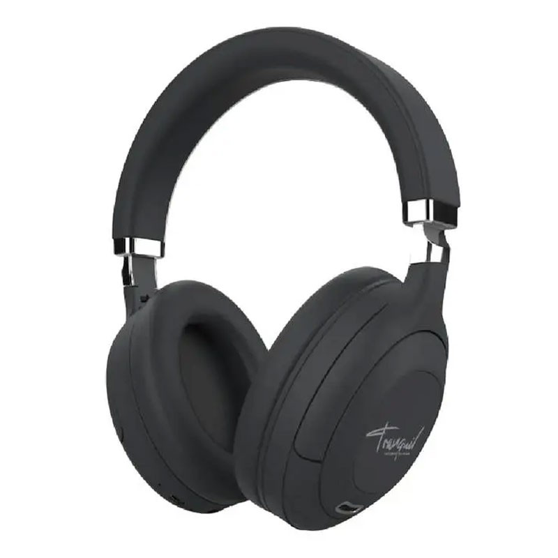 Pawa Tranquil, Dual Mode, Type C Charging, Deep Bass, Foldable Design, Microphone, ANC, Over Ear Bluetooth Wireless Headphone, Black