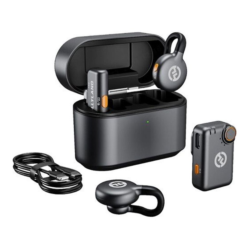 Hollyland Lark M2S, Wireless Lavalier Microphone Mini Combo Titanium Clip, 300m Range, Compatible With iOS And Android, Black