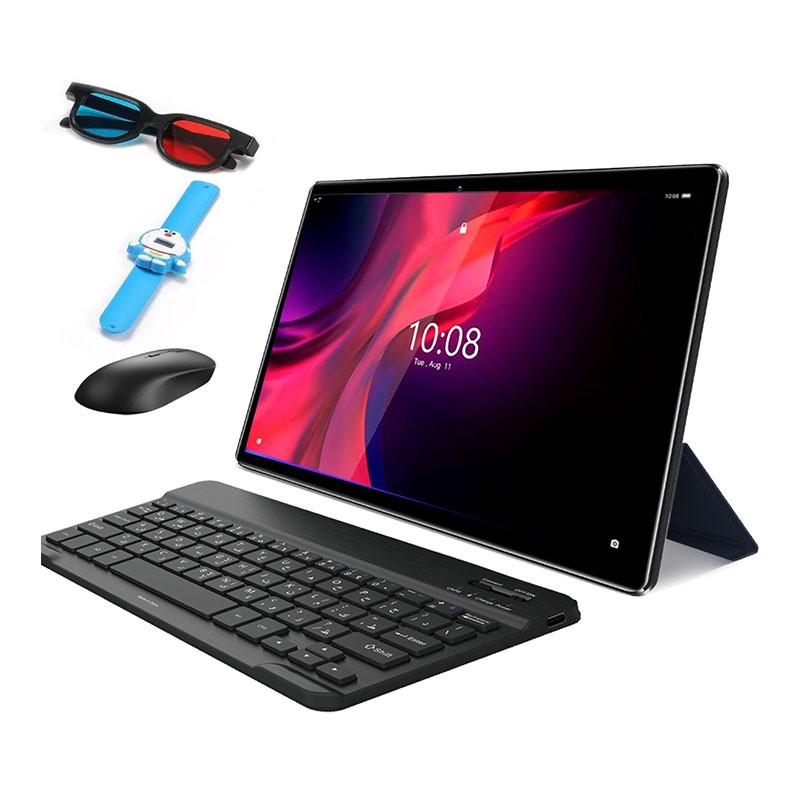 Air Tab U25 Pro, 10.1 Inch FHD Display, Android 13, 16GB RAM, 1TB ROM, 13MP, 30MP Camera, 10000mAh Battery, Arabic Keyboard And Mouse With Pen, 3D Glass, Kids Watch, Bluetooth Headset, Android Tablet