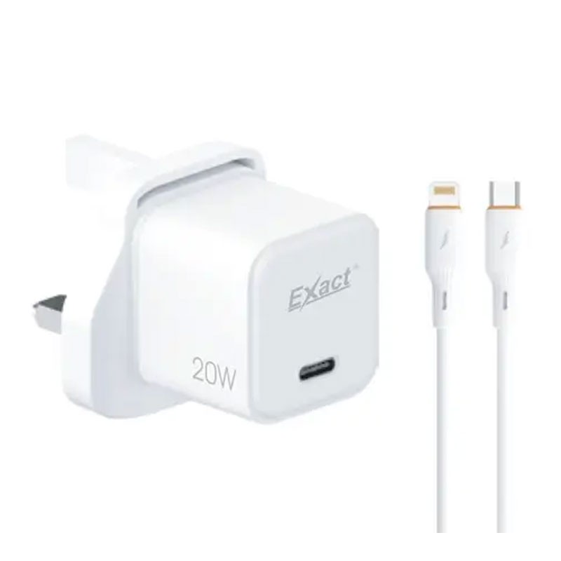 Exact Gan 20W PD Fast Charger With Type C To Lightning Cable, EX1212