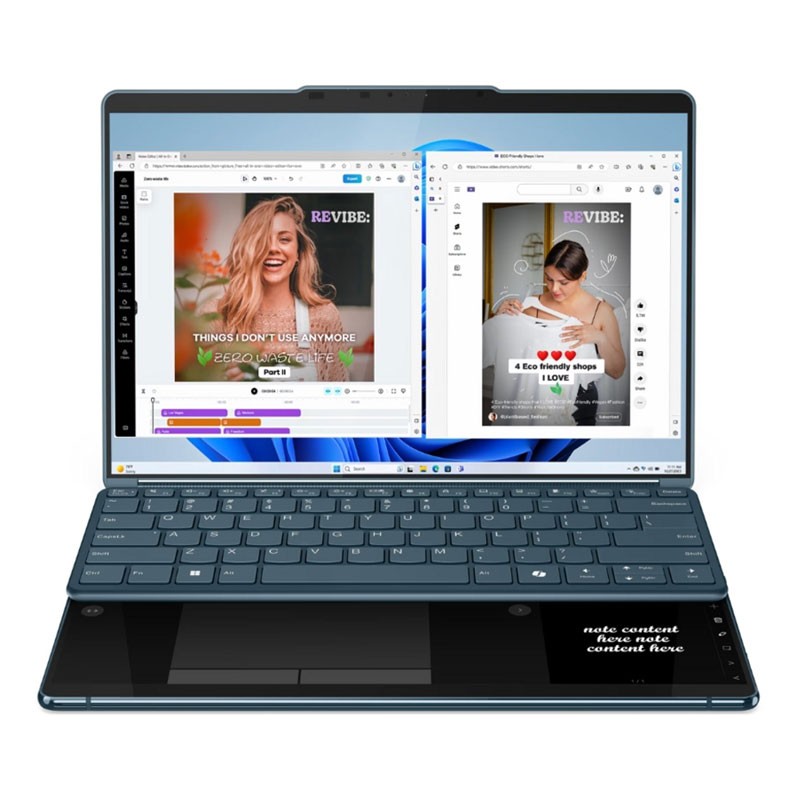 Lenovo Yoga Book 9 13IMU9, 83FF000KAX, Intel Core Ultra 7 155U, 16GB RAM, 1TB SSD, 5.0MP Camera, 2X13.3 Inch 2.8K OLED 60Hz Touch Display, Windows 11 Home, Tidal Teal, 2 In 1 Laptop