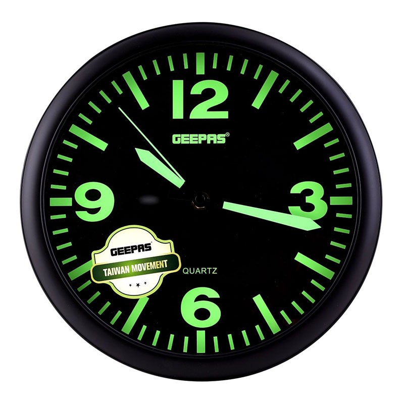 Geepas, Silent Non Ticking, Arabic Numeral Clock, Round Decorative Wall Clock, 3D Silver Dial Wall Clock, GWC4814