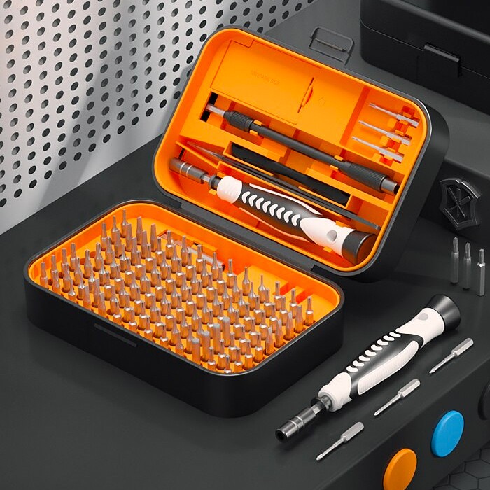 Precision Screwdriver Set, 130 in 1 with 120 bits Repair Tool Kit, Magnetic Screwdriver Set with mini built-in box for Electronics iPhone Jewelers Game Console Passion Orange