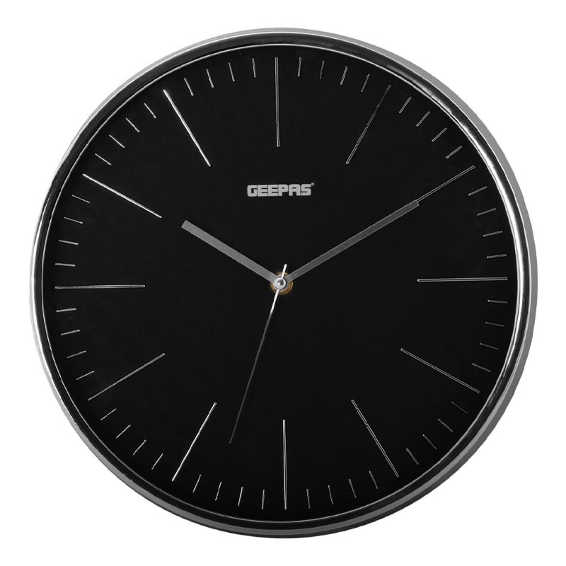 Geepas, Silent Non Ticking, Arabic Numeral Clock, Round Decorative Wall Clock, 3D Silver Dial Wall Clock, GWC26012