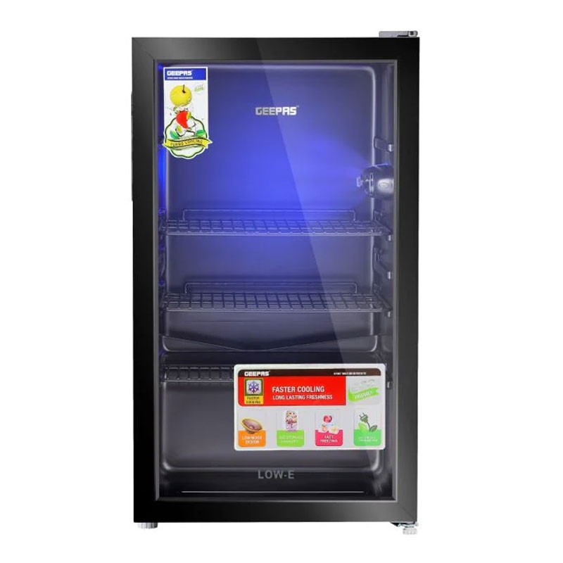 Geepas, Quick Cooling With Low E Glass Door, Low Noise And Low Voltage Consumption, 120L Showcase Chiller, GSC1223